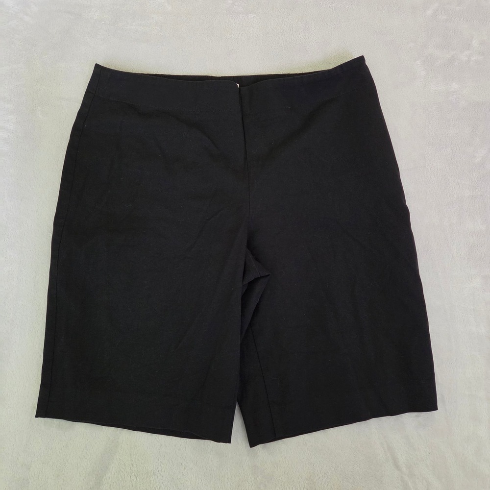 Talbots Black Cotton Blend Bermuda Shorts Size 10 Minimalist Side Zip